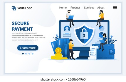 Vector illustration of Secure payment or money transfer concept with characters. Modern flat web landing page template design for website and mobile website. flat cartoon style