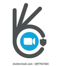 Vector illustration of a secure video conference.