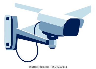 Vector illustration of a security camera in a modern, minimalistic style. Ideal for surveillance, safety, and monitoring themes. Suitable for web design, infographics, and security-related projects.