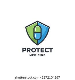 Vector illustration of Security Capsule Medicine Healthy Logo Gradient