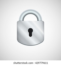 Vector illustration of security concept with locked. Padlock icon.
