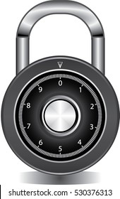 Vector illustration of security concept with locked blue combination pad lock