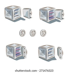 Vector illustration of security concept with metal safe
