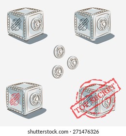Vector illustration of security concept with metal safe 