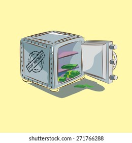 Vector illustration of security concept with metal safe 