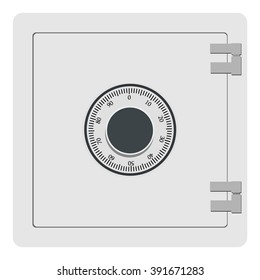 Vector illustration of security concept with metal bank safe icon isolated on white background