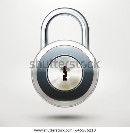 Vector illustration of security concept with realistic locked pad lock
