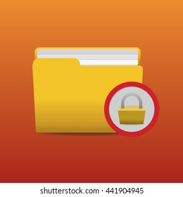 Vector illustration of security concept with yellow folder and locked
