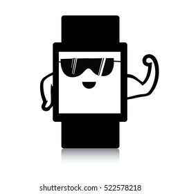 Vector illustration of security cute smart watch icon