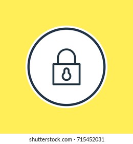 Vector Illustration Of Security Outline. Beautiful Internet; Web Element Also Can Be Used As Padlock Element.