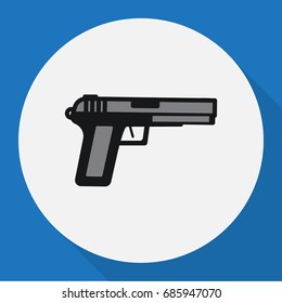 Vector Illustration Of Security Symbol On Weapon Flat Icon. Premium Quality Isolated Gun  Element In Trendy Flat Style.