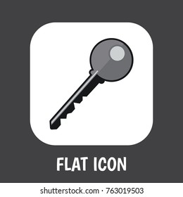 Vector Illustration Of Security Symbol On Key Flat Icon. Premium Quality Isolated Open  Element In Trendy Flat Style.