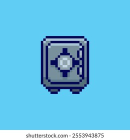 Vector Illustration of Security Vault with Pixel Art Design, perfect for game assets themed designs