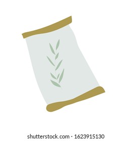 Vector illustration of seed, watering can and flowers on white background, gardeners taking care of the garden, growing and studying plants in nature, clean ecology, garden tools

