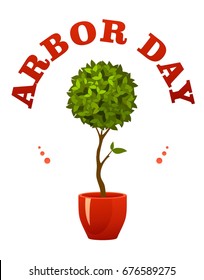 Vector illustration of a seedling in a pot isolated on a white background for the holiday of a tree planting day