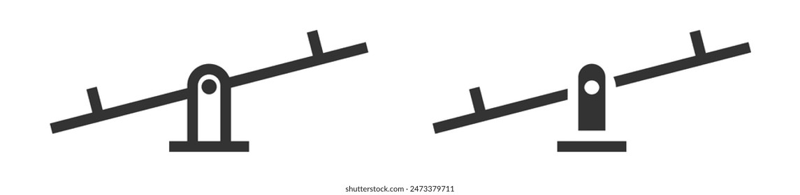 Vector illustration of a seesaw icon in black and white. Perfect for playground, childhood, and outdoor activity designs.