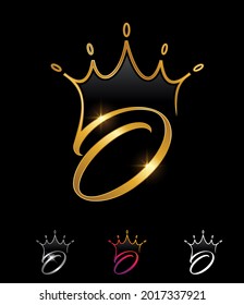 Ein Vektorgrafik-Set mit dem Anfangsbuchstaben O des Golden Monogram Crown