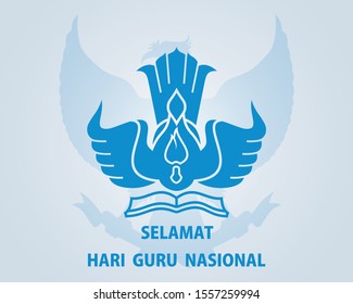 Vector illustration. Selamat hari guru nasional translation : happy indonesian teacher day Suitable for greeting card, poster and banner