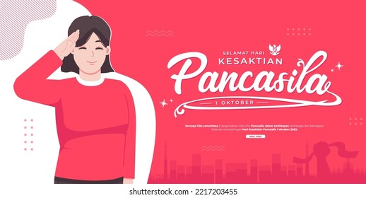 vector illustration. selamat hari Kesaktian Pancasila. Translation: Happy Indonesian Pancasila Sanctity Day