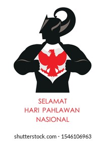 Vector illustration. Selamat hari pahlawan nasional. Translation: Happy Indonesian National Heroes day. Suitable for greeting card, poster and banner