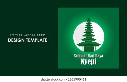 Vector illustration of Selamat Hari Raya Nyepi social media story feed mockup template