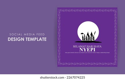 Vector illustration of Selamat Hari Raya Nyepi social media story feed mockup template