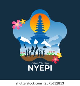 Vector illustration of Selamat hari raya Nyepi social media template