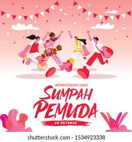 vector illustration. selamat hari Sumpah pemuda. Translation: Happy Indonesian Youth Pledge. Suitable for greeting card, poster and banner