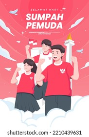 vector illustration. selamat hari Sumpah pemuda. Translation: Happy Indonesian Youth Pledge. 