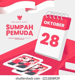 Vector Illustration. Selamat Hari Sumpah Pemuda. Translation: Happy Indonesian Youth Pledge.