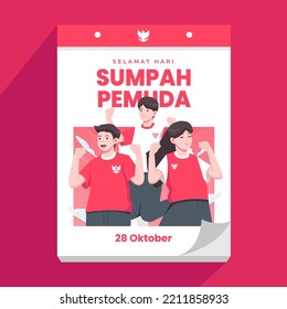 vector illustration. selamat hari Sumpah pemuda. Translation: Happy Indonesian Youth Pledge.