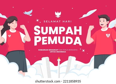 Vector Illustration. Selamat Hari Sumpah Pemuda. Translation: Happy Indonesian Youth Pledge.