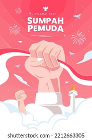 vector illustration. selamat hari Sumpah pemuda. Translation: Happy Indonesian Youth Pledge. 