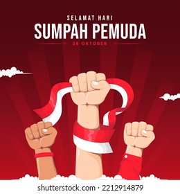 Vector Illustration. Selamat Hari Sumpah Pemuda Indonesia. Translation: Happy Indonesian Youth Pledge Day on October 28. Perfect for Greeting Cards, Posters and Banners.