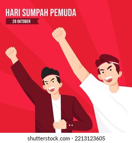 Vector Illustration. Selamat Hari Sumpah Pemuda. Translation: Happy Indonesian Youth Pledge Day on October 28. Perfect for Greeting Cards, Posters and Banners.