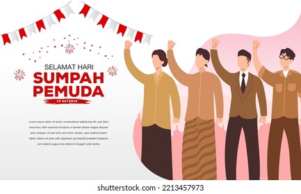 vector illustration. selamat hari Sumpah pemuda. Translation: Happy Indonesian Youth Pledge. Suitable for greeting card, poster and banner.