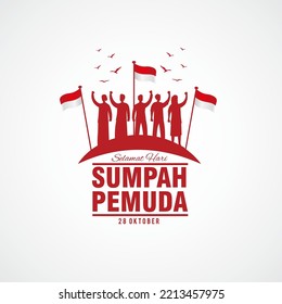 vector illustration. selamat hari Sumpah pemuda. Translation: Happy Indonesian Youth Pledge. Suitable for greeting card, poster and banner.