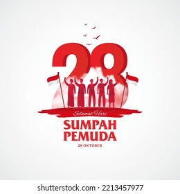 vector illustration. selamat hari Sumpah pemuda. Translation: Happy Indonesian Youth Pledge. Suitable for greeting card, poster and banner.