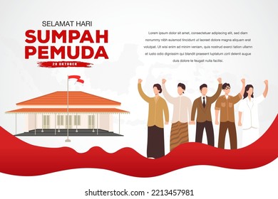 vector illustration. selamat hari Sumpah pemuda. Translation: Happy Indonesian Youth Pledge. Suitable for greeting card, poster and banner.