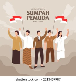 vector illustration. selamat hari Sumpah pemuda. Translation: Happy Indonesian Youth Pledge. Suitable for greeting card, poster and banner.