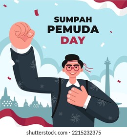 Vector Illustration. Selamat Hari Sumpah Pemuda Indonesia. Translation: Happy Indonesia Youth Pledge Day. Suitable for greeting card, poster and banner.