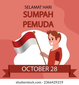 vector illustration. selamat hari Sumpah pemuda. Translation: Happy Indonesian Youth Pledge.