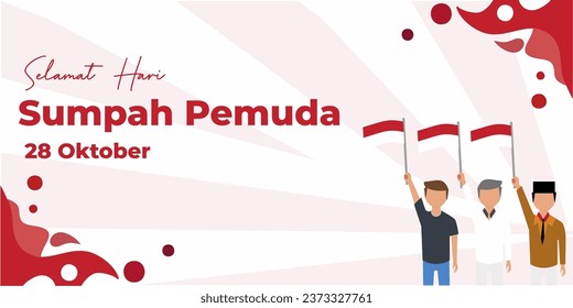 vector illustration. selamat hari Sumpah pemuda. Translation "Indonesian Nationalism: Remembering Youth Pledge Day"
for greeting card, poster and banner