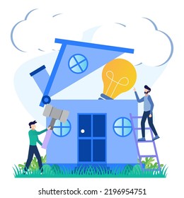 Vector illustration Selecting ideas and . Innovative work and solution discovery in light bulb symbol. the choice of the best choice as a creative work and the final decision.