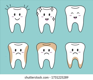 Vector illustration. A selection of images. Funny teeth. Teeth icons.