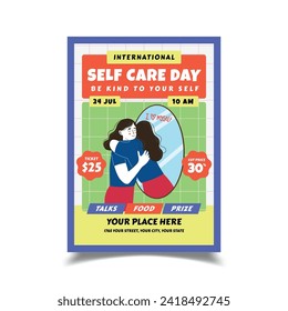 vector illustration of self care day flyer template