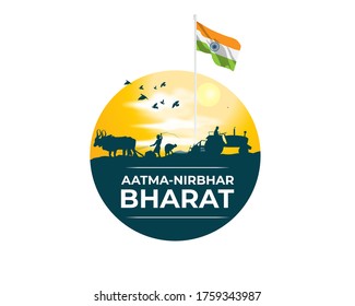 vector illustration for self dependent India with text atma nirbhar bharat means  self dependent India