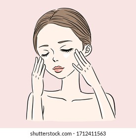 Vector illustration of a self skin care girl.