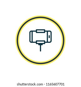 Vector illustration of selfie stick icon line. Beautiful smartphone element also can be used as phone icon element.