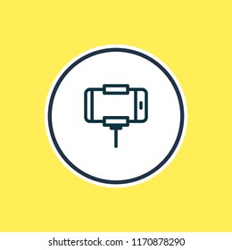 Vector illustration of selfie stick icon line. Beautiful smartphone element also can be used as phone icon element.
